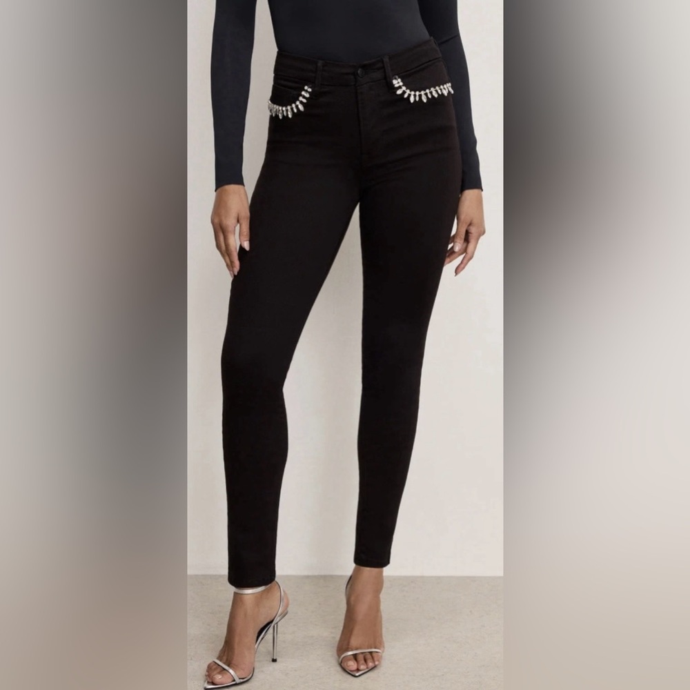 Good American Good Legs Skinny Diamond Jeans | 6 | Black001 | NWT